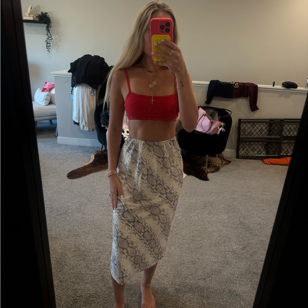 Elegant Snake Print Midi Skirt